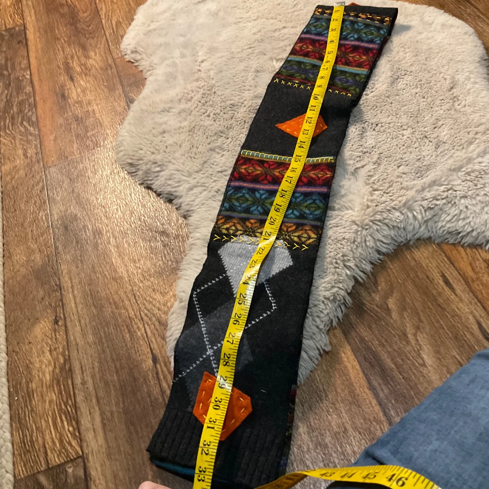 Karen Brock Studio Scarf‎ Art To Wear Multicolor Print Knit Unisex Gray - Image 5