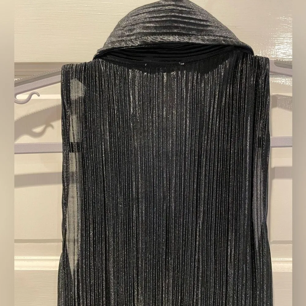 Heart & Heels Sleeveless Pleated Collared Jumpsuit‎ Metallic Black Size Large - Image 7