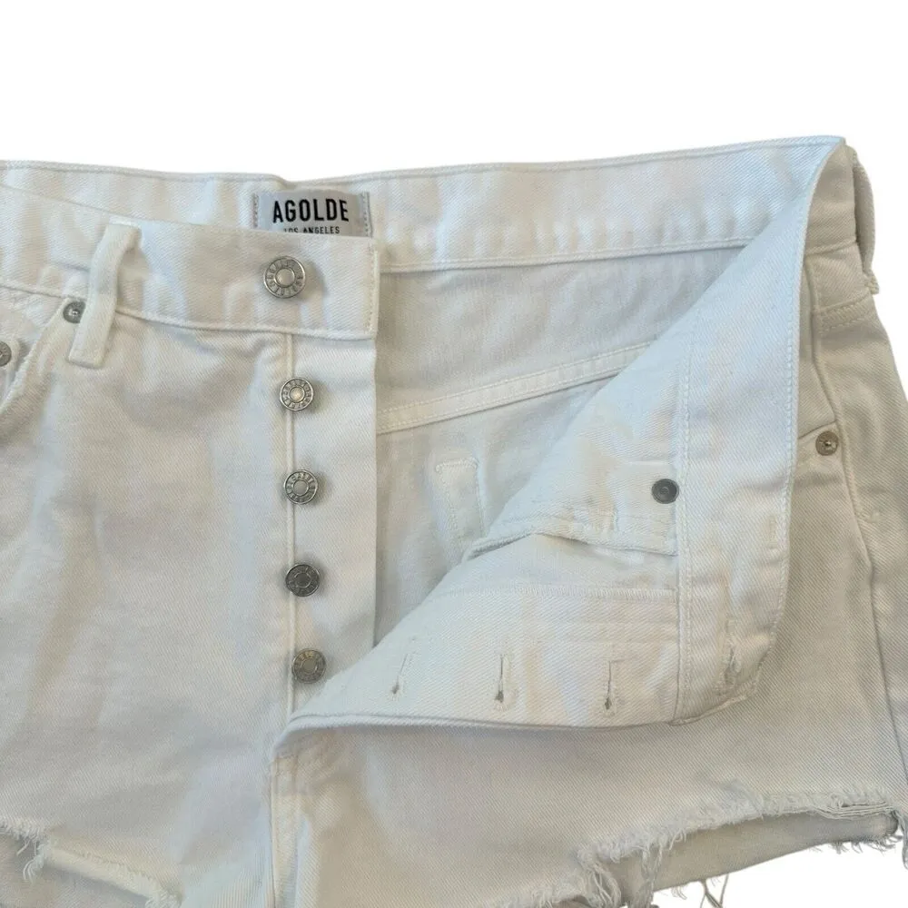AGOLDE Parker Vintage Cut Off Jean Shorts White Daisy Duke Button Fly Women’s 32 - Image 5