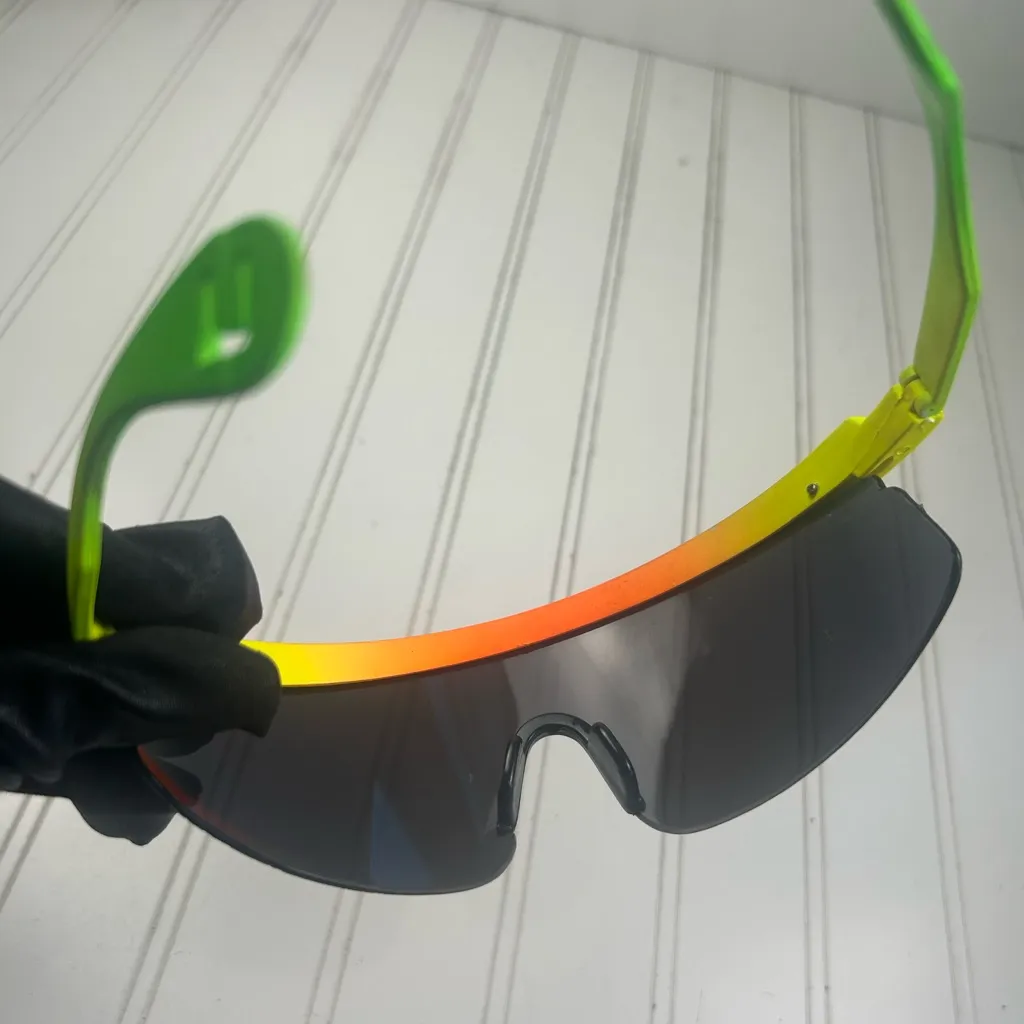 Sports Sunglasses Neon Wraparound Shield UV400 Unisex Yellow - Image 6