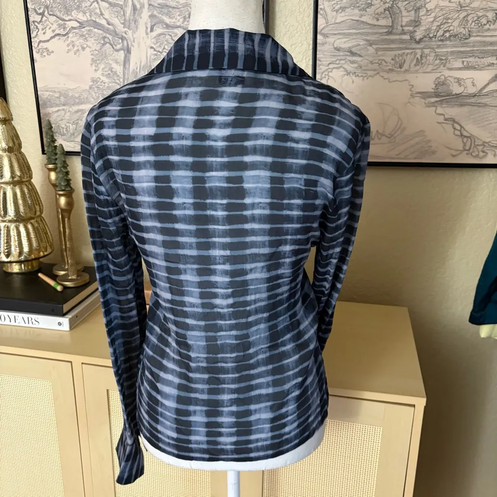 DISSH Emmi Front Tie Sheer Top Size 4 Blue - Image 3