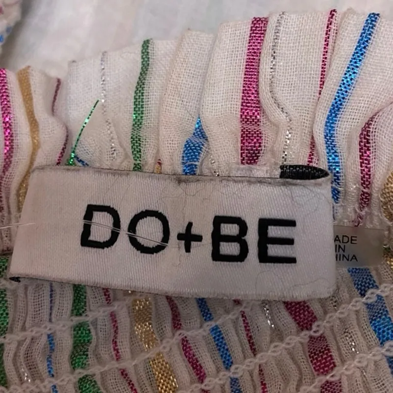 Do+Be Multicolor Striped Strapless Sleeveless Tube Bandeau Tie Crop Top Size M - Image 4