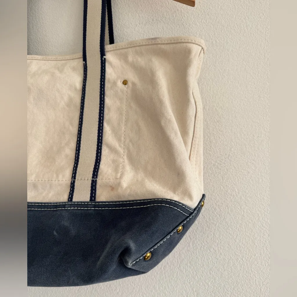 J.Crew Medium Montauk tote Natural / Blue - Image 8