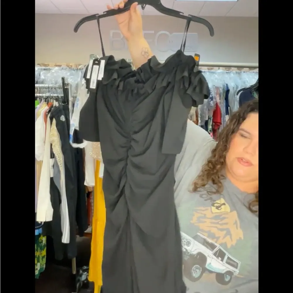 🆕 XSCAPE EVENINGS
"TYLA" SCUBA CREPE RUFFLE TOP FLOOR LENGTH DRESS SZ 16 - Image 4