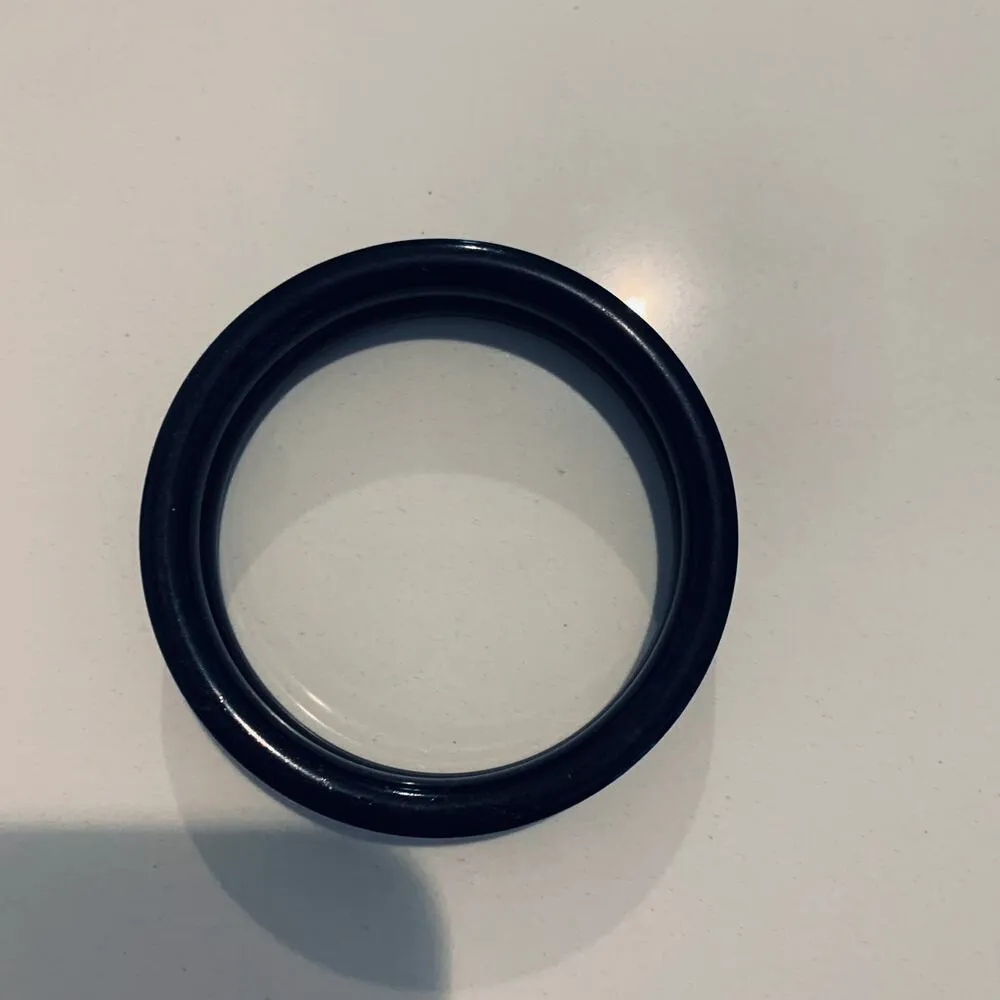 Set 2 Black Brown Chevron Plastic Bangles Vintage 80s Faux Wood 3" - Image 4