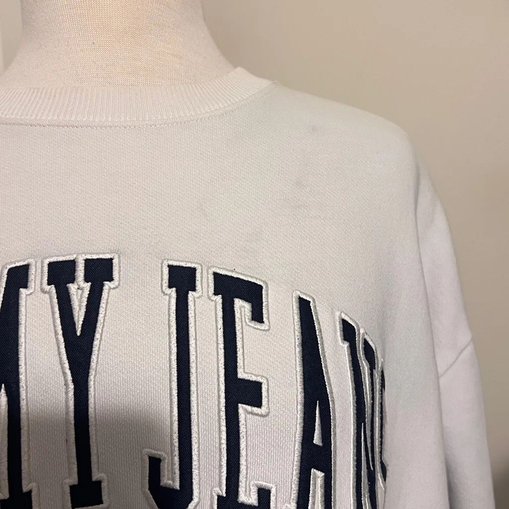 Tommy Jeans Hilfiger Crewneck Pullover Sweater Sweatshirt Y2K USA Spell Out - Image 2