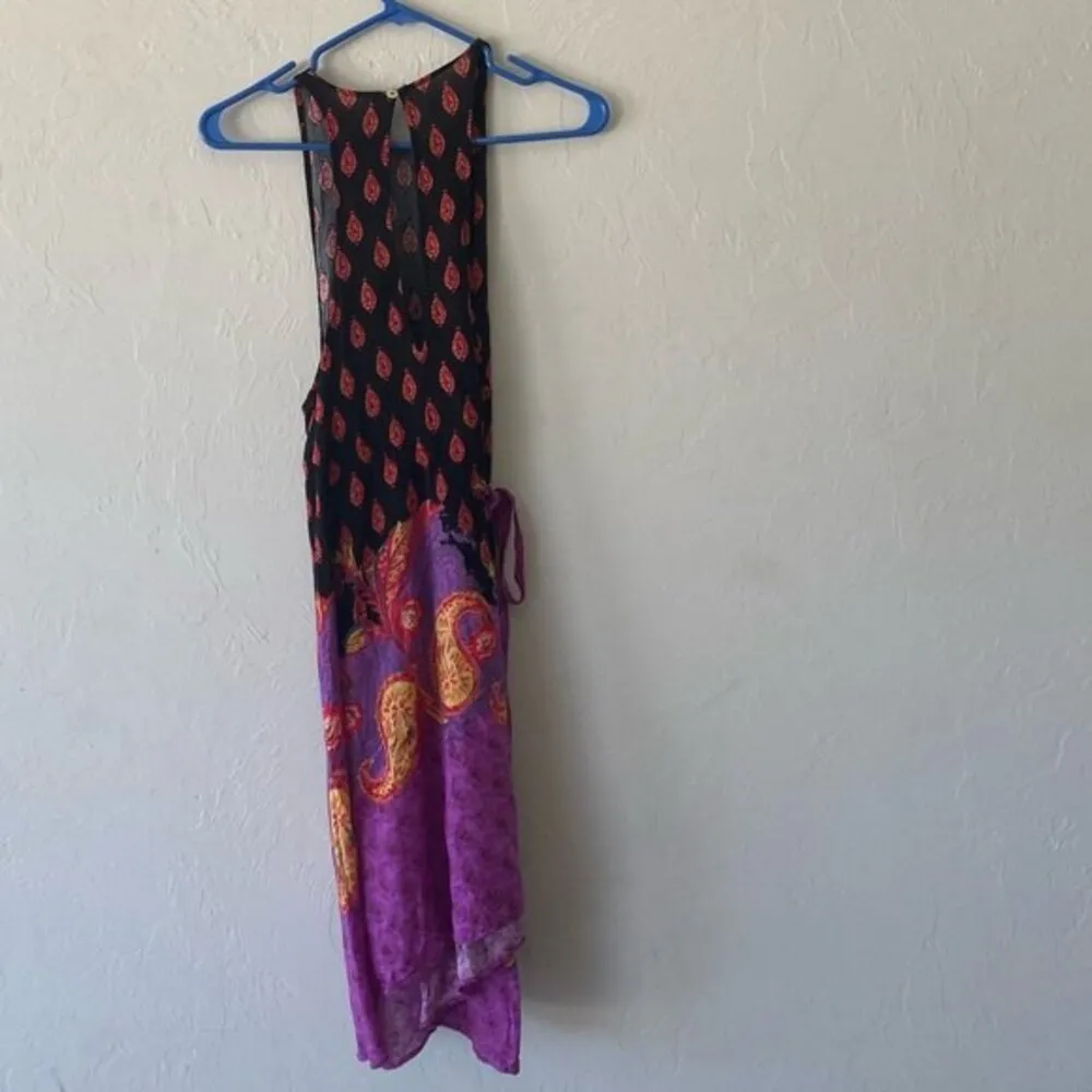 Free People black purple sleeveless print dress XS - Image 6