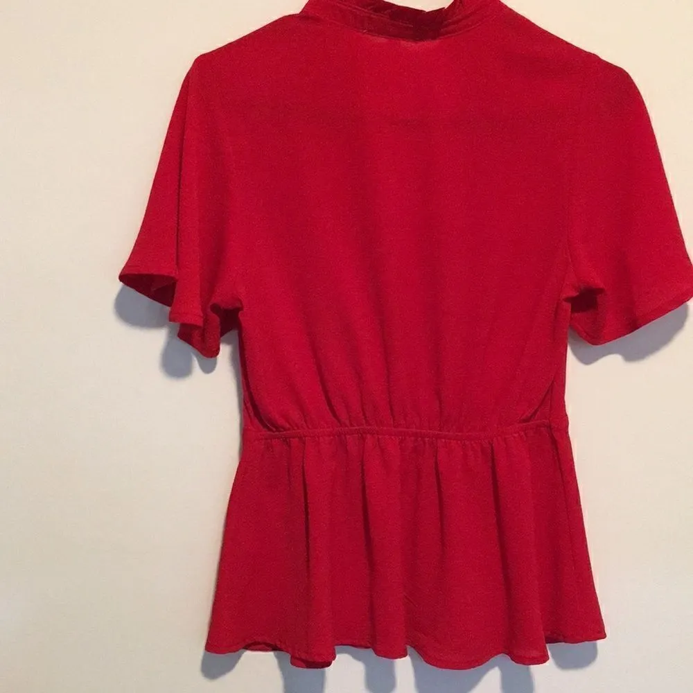 Monteau Deep Cross over V peplum top - Image 5