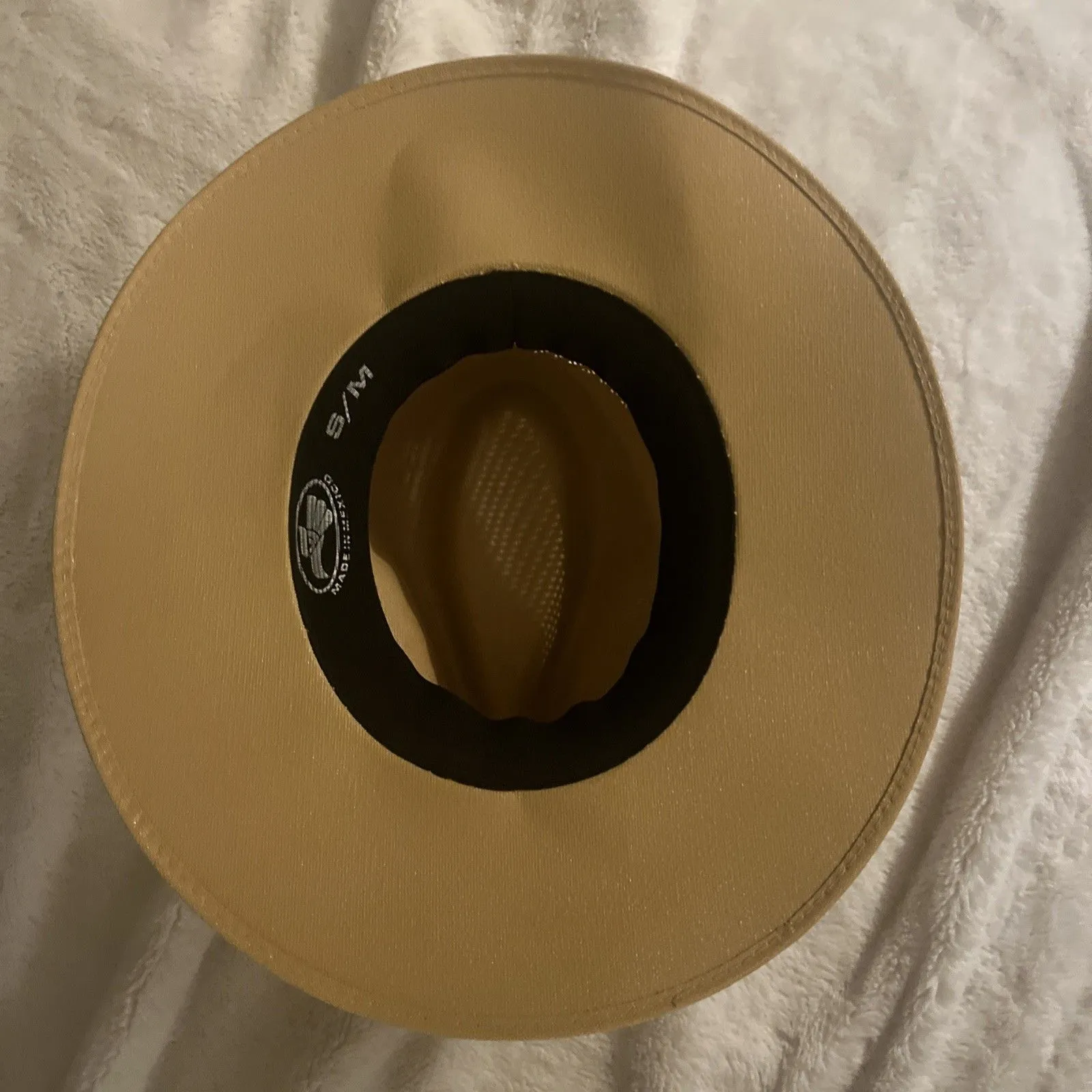 Mexican Western Cowboy Hat Unisex Small/Medium Molded Hard Plastic Tan - Image 3