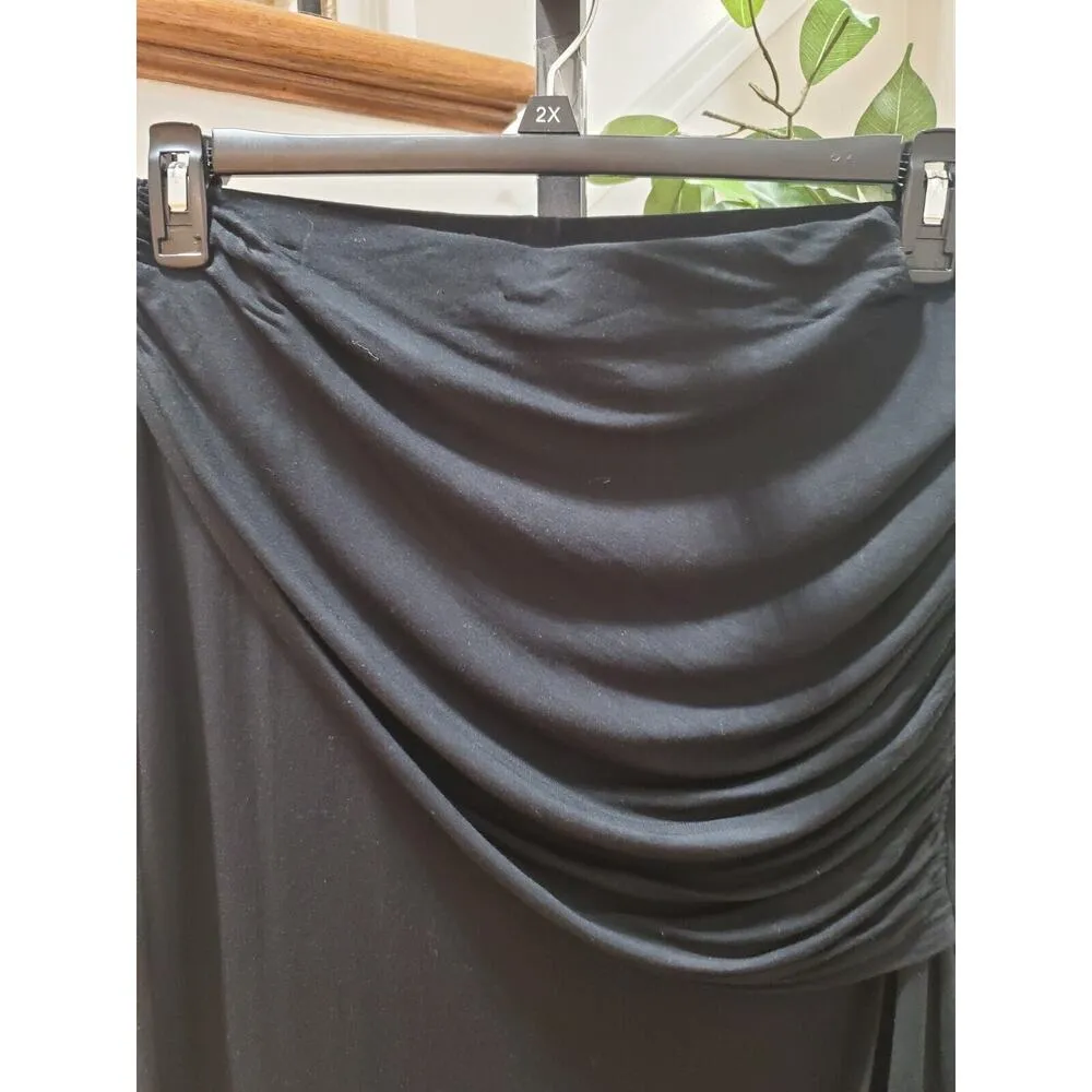 New Cabi Run Around Black Skirt #5052 Long Stretchy Faux Wrap Maxi Medium - Image 2