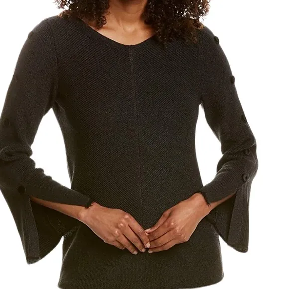 NIC + ZOE constellation sparkly knit top with velour button sleeves size S - Image 10