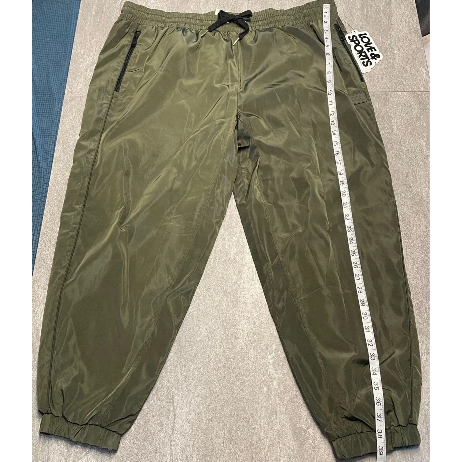 Love & Sports Sz 3X NWT Jogger Drawstring Pockets Water Resistent Mesh Lined Green - Image 3