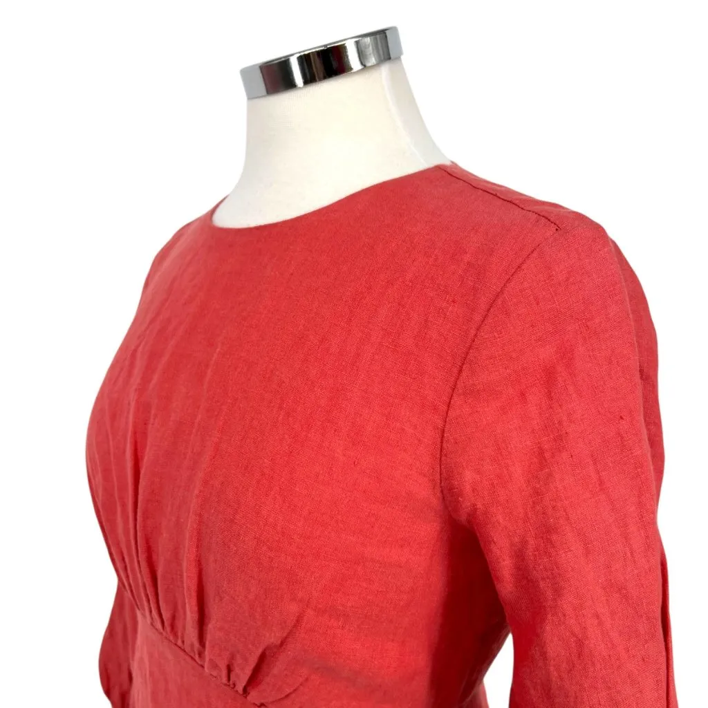 Banana Republic Lisa Linen Open-Back Dress Peach Pink Salmon Size 2 NWT - Image 4