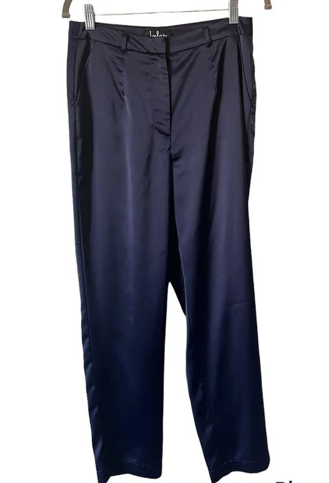 Lulus My Story Navy Blue Satin Trouser Pants - Image 7