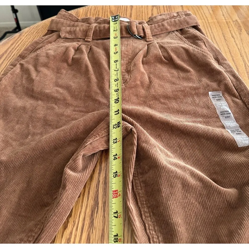 So Couduroy Orange Rust Pants High Rise Mom Jeans Belted at Waist - Image 9