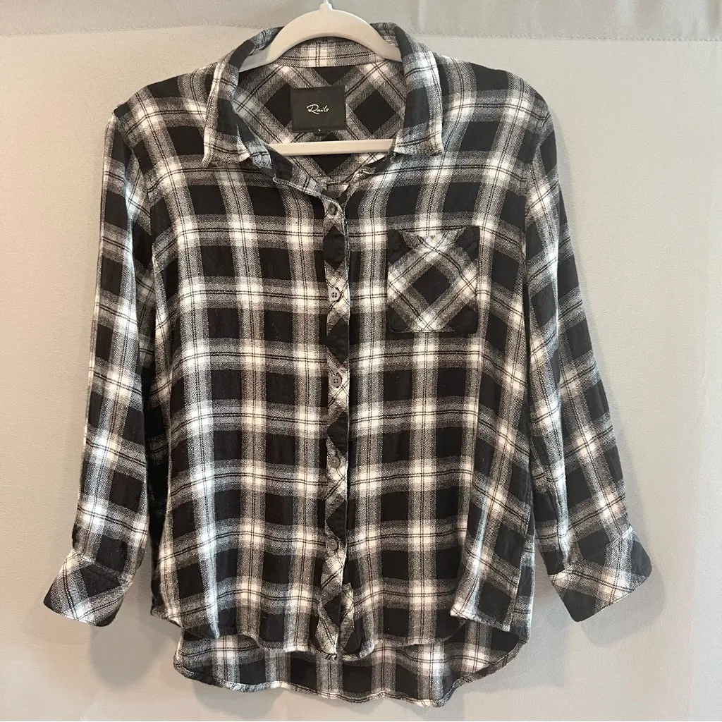 Rails Hunter Midnight Snow Plaid Button-Up Shirt - Image 4