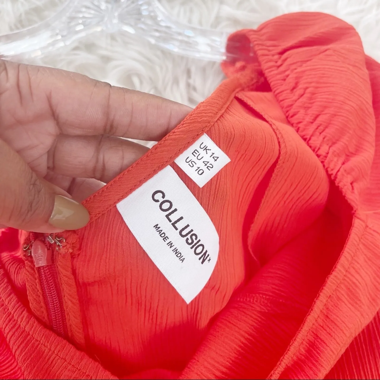 ASOS COLLUSION cheese cloth fit and flare‎ puffed out sleeves  dress Size 10 - Image 2