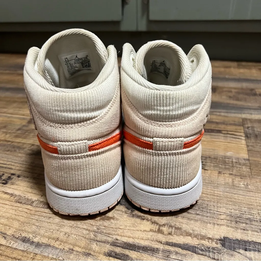 Jordan 1 Mid SE Sail Orange Quartz Corduroy Sneakers Womens Size 9.5 - Image 5