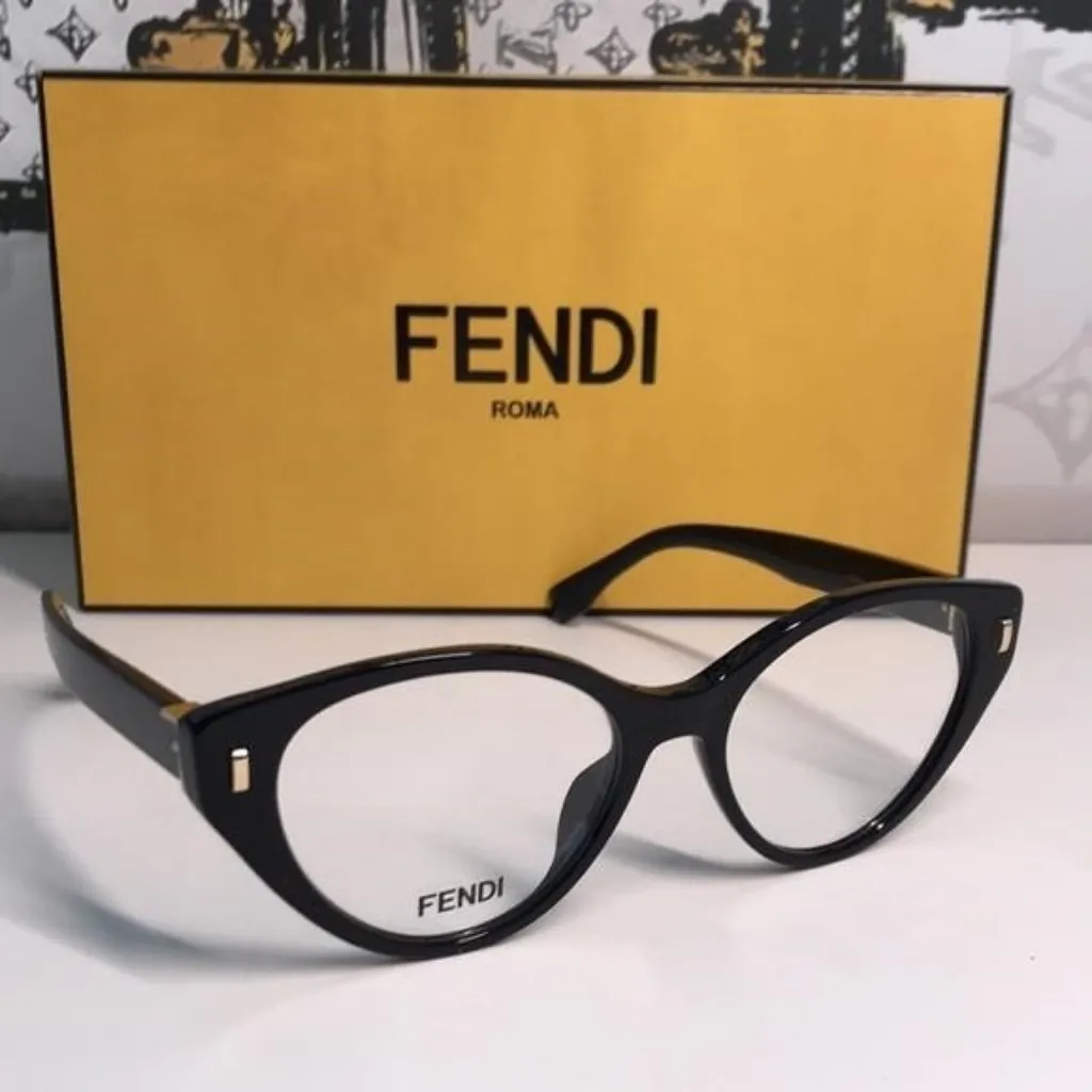 NEW Authentic Fendi FE50020I 001 Cat-Eye Eyeglasses – Shiny Black - Image 3