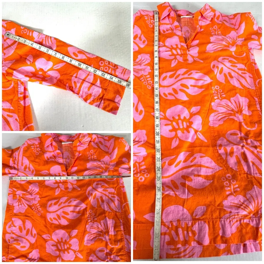 Sleepy Jones Aloha Jane Tunic Dress mini in Aloha Floral orange pink Sz XS - Image 13