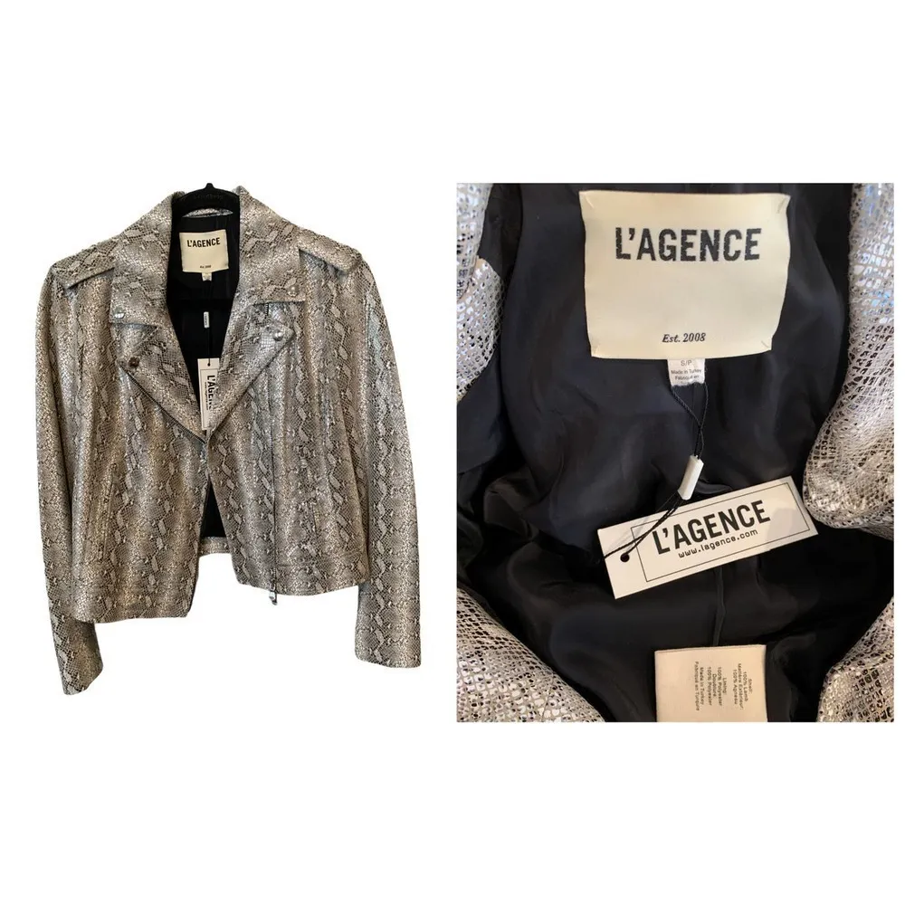 L'agence Snake Embossed Leather Moto Jacket (S) - Image 5