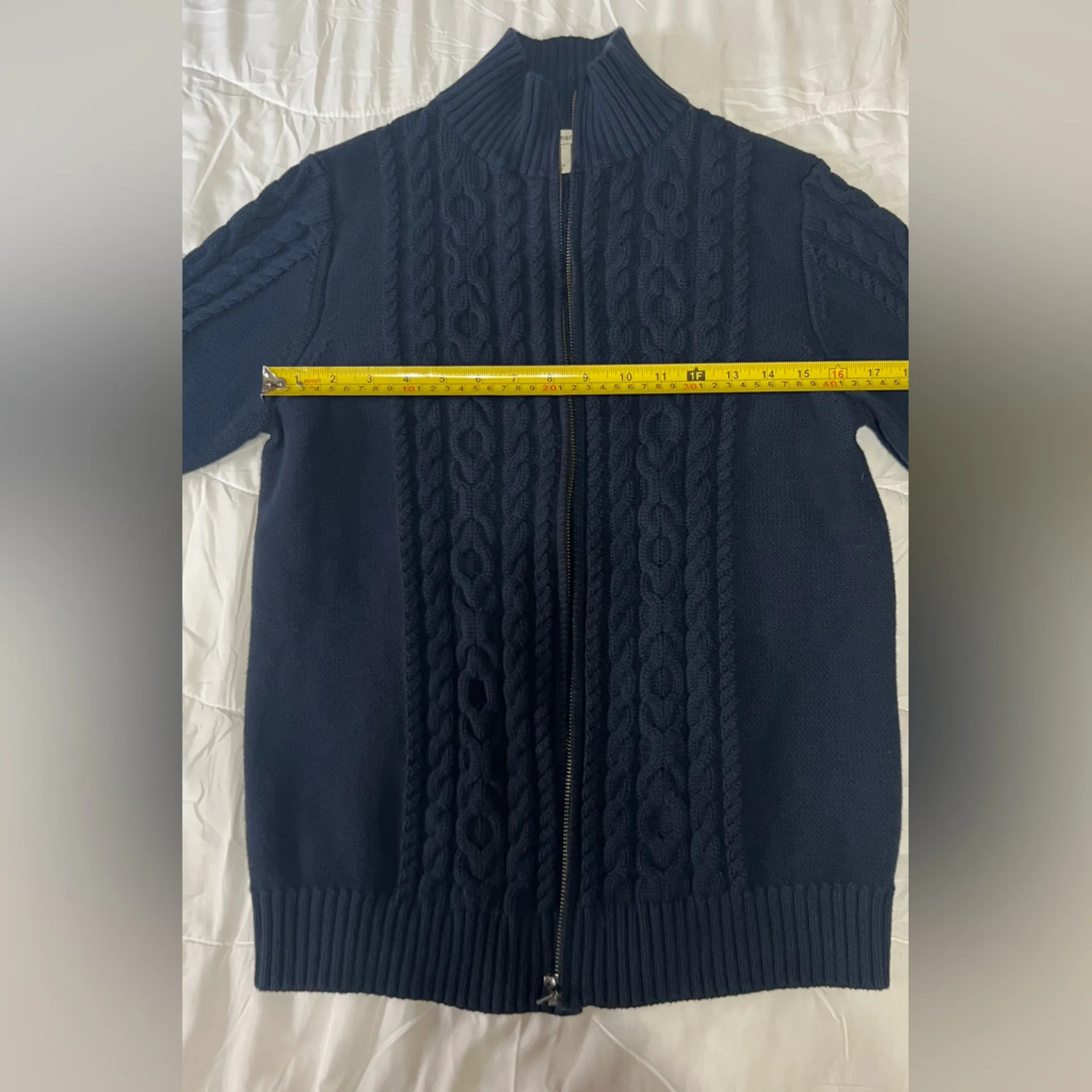 L.L. Bean Women’s Navy Blue Zip Up Sweater Size L - Image 7