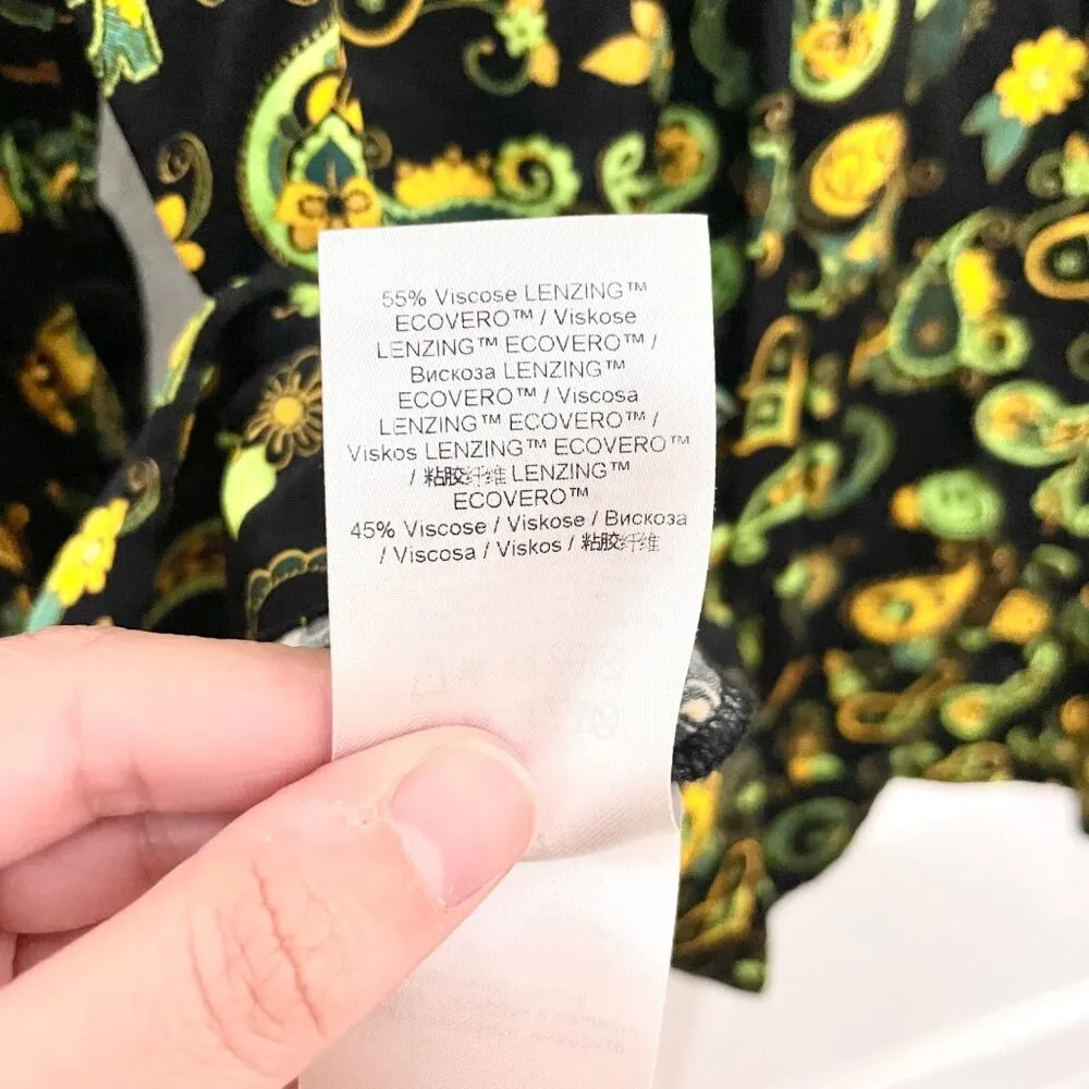 GANNI Smile Paisley-Print Satin Long Sleeve Button Front Shirt Size EU 32 - Image 5