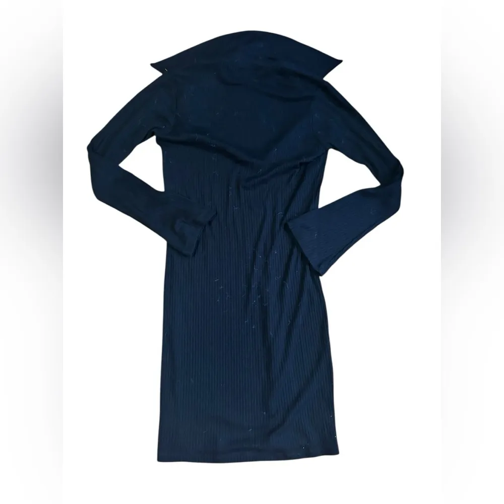 LNA Black Ribbed Collared Midi Dress Size Small Women’s Casual Wear - Image 6