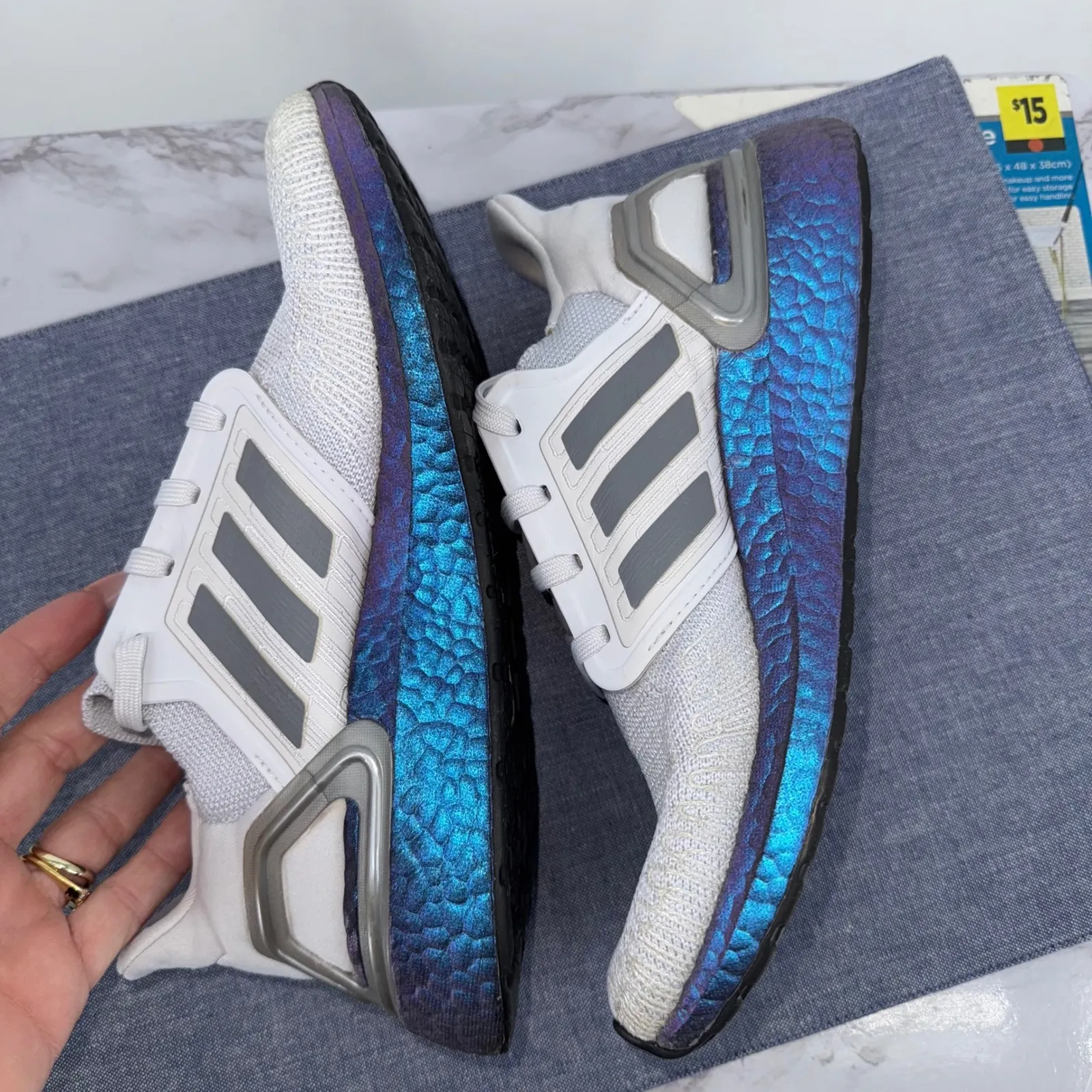 Adidas Ultraboost 20 Running Shoes Women 8 White Purple Iridescent NO INSOLES - Image 6