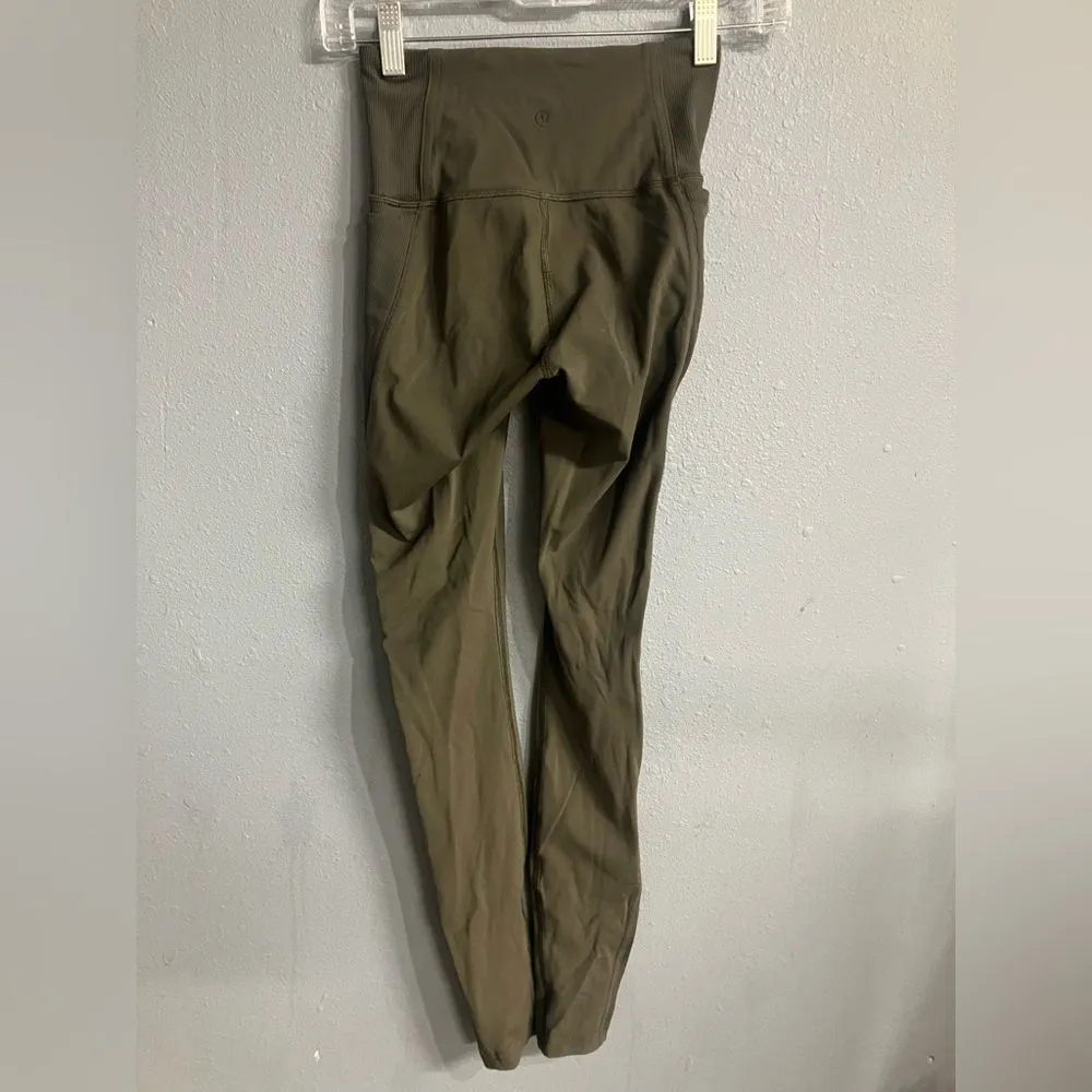 ❌Lululemon Olive Green Women's ribbed side detail pocket leggings size 2 - Image 5