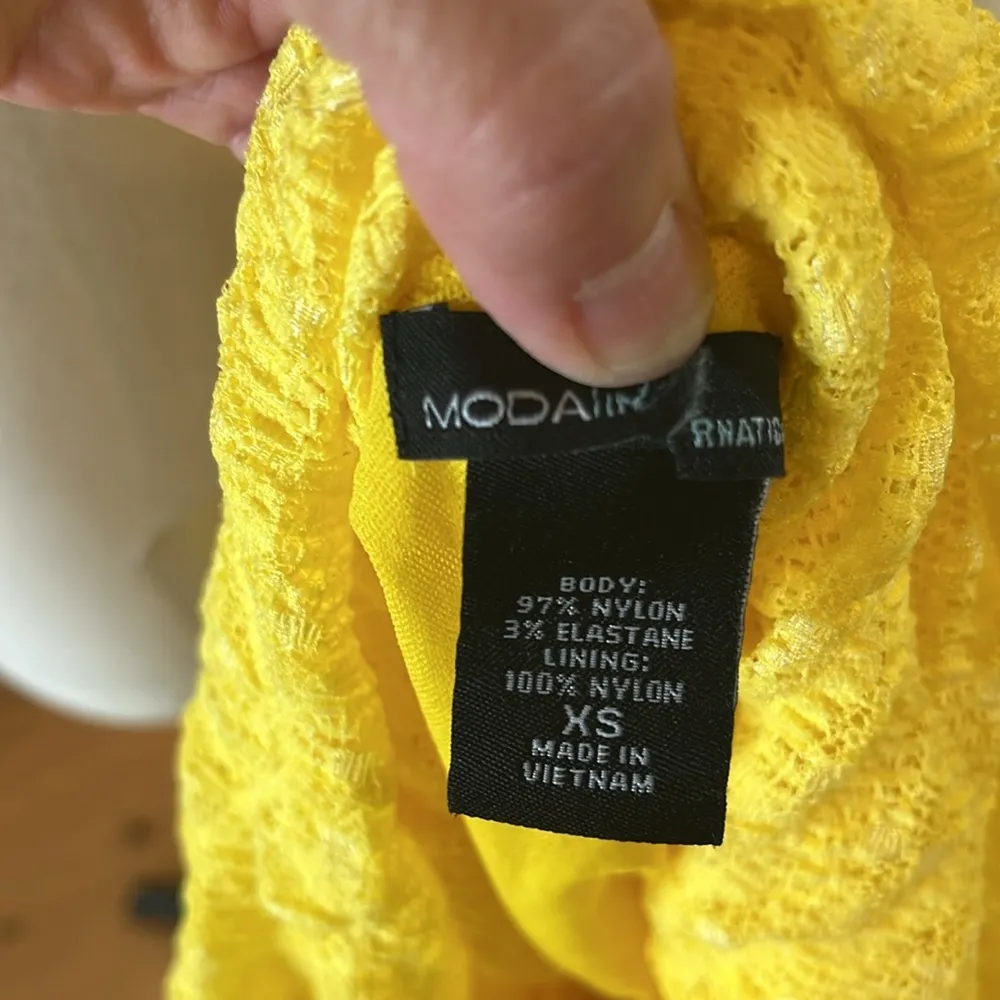 Bright Yellow Halter Neck Nylon Top Size XS - Image 5