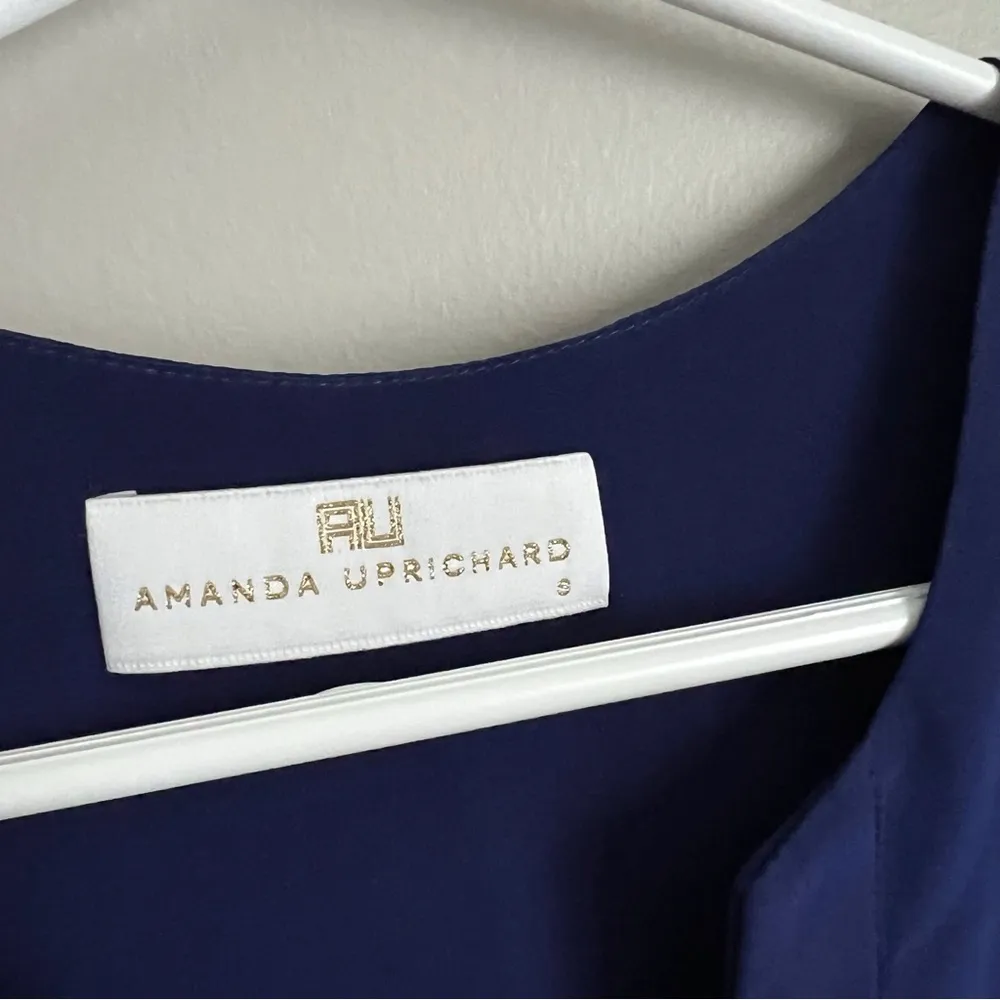 Amanda Uprichard Navy Blue Mini Dress Tie Neck 100% Silk Designer Short Sz Small - Image 2