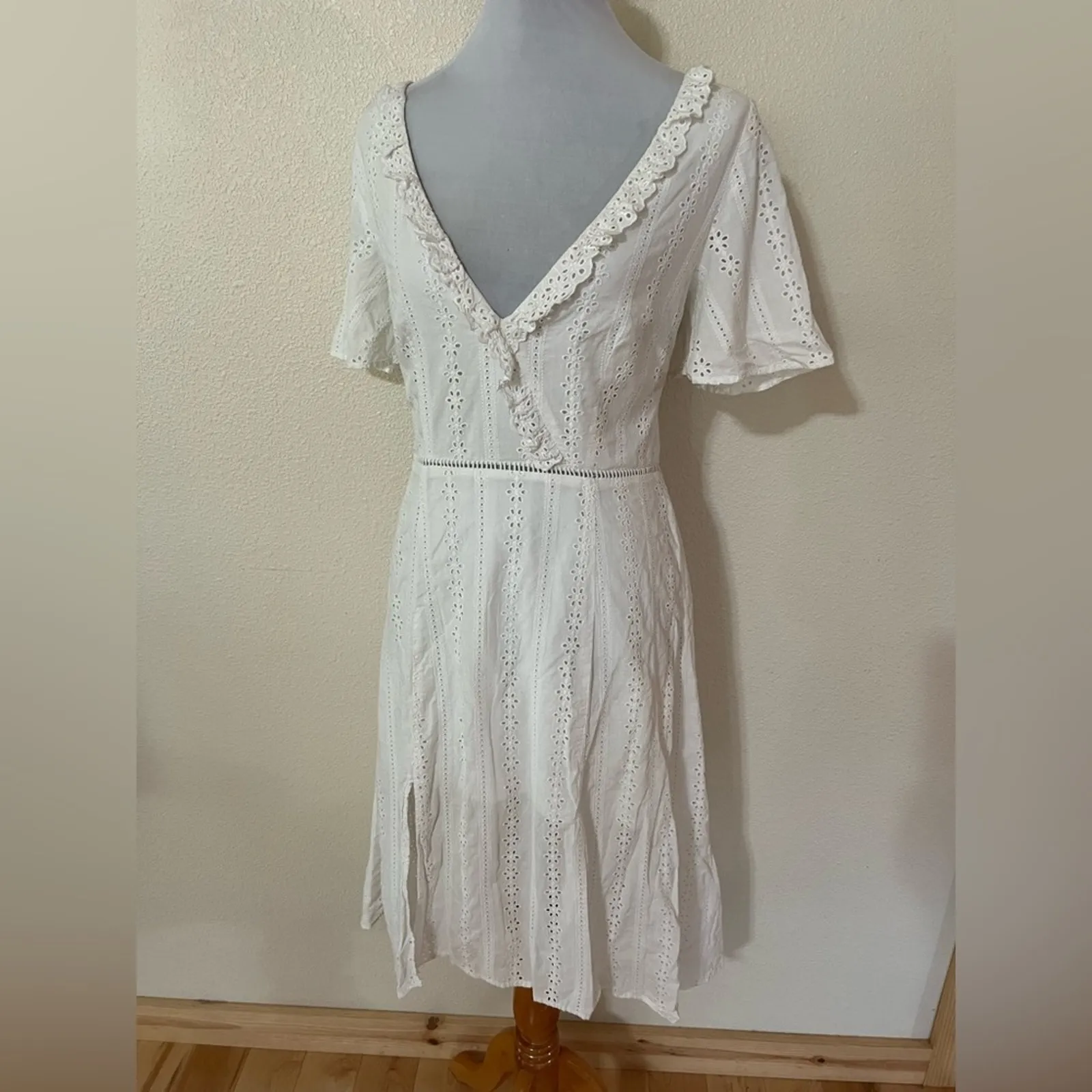 Finders Keepers Sundays white eyelet lace embroidery ruffle cutout midi dress 10 - Image 2