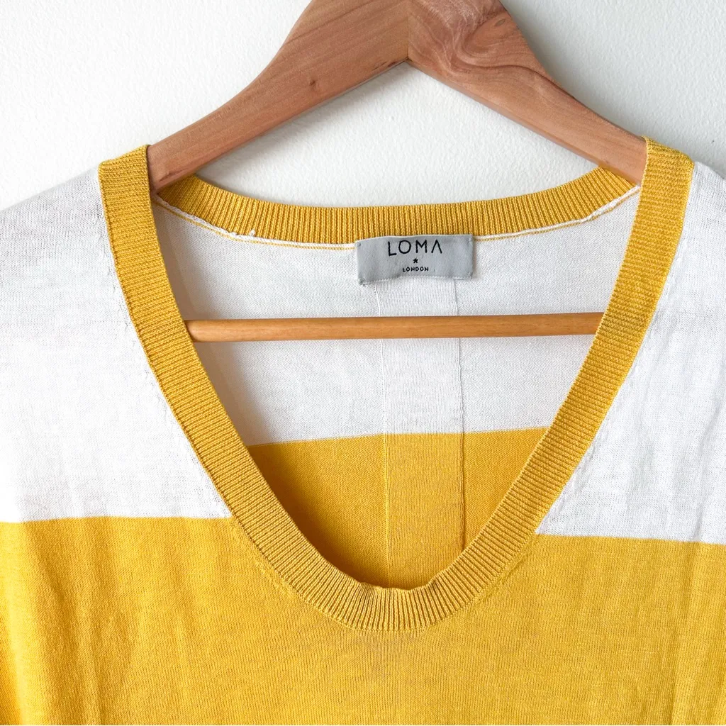 Loma London Colorblock Yellow and White Cotton Silk Sleeve Top M Size M - Image 2