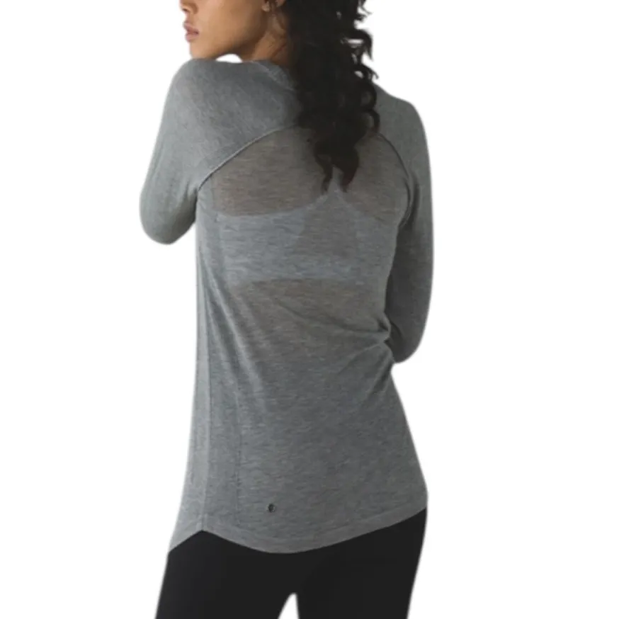 Lululemon Sunshine Coast Long Sleeve Heathered Medium Grey Size 4 - Image 5