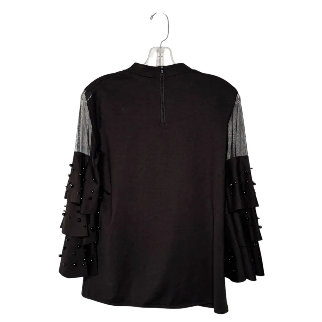 N BY NANCY TWO PIECE RUFFLE SLEEVES MERMAID SKIRT SET FAUX PEARLS SZ L Black Size L - Image 2