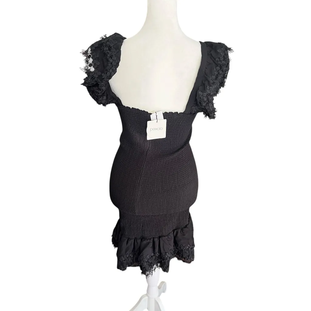 Peixoto Belle Mini Dress Black Lace Smocked NWT Size M Anthropologie - Image 7