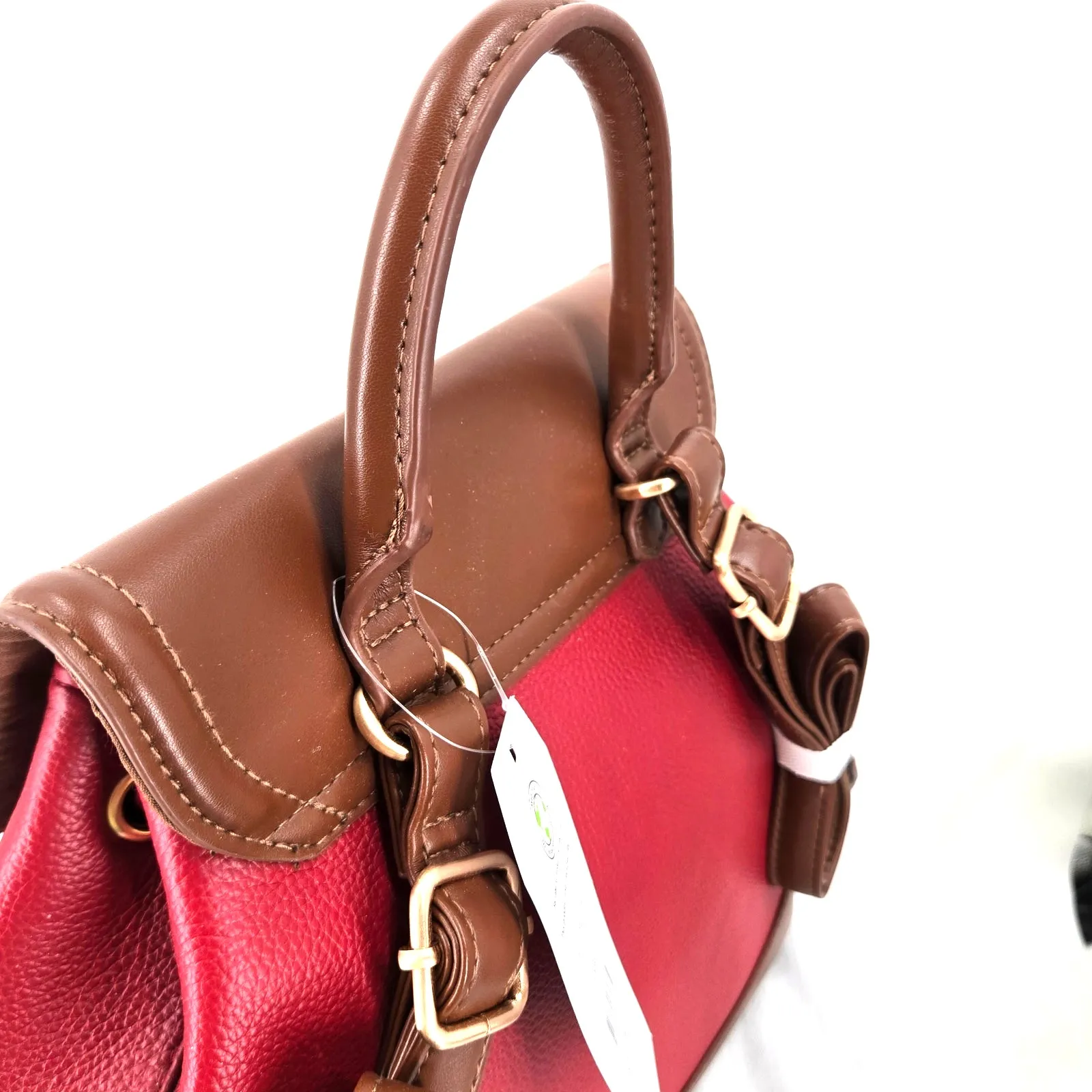 NWT Time and Tru Gabriella Drawstring Backpack Persimmon/Brown Chestnut Red - Image 11