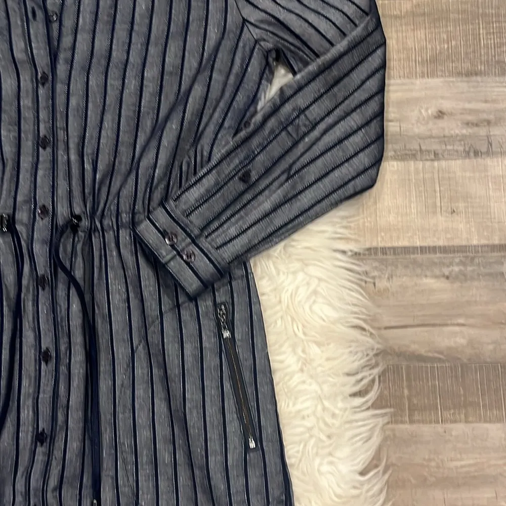 NWOT Etcetera flax linen blend stretch shirt dress navy blue 4 - Image 10