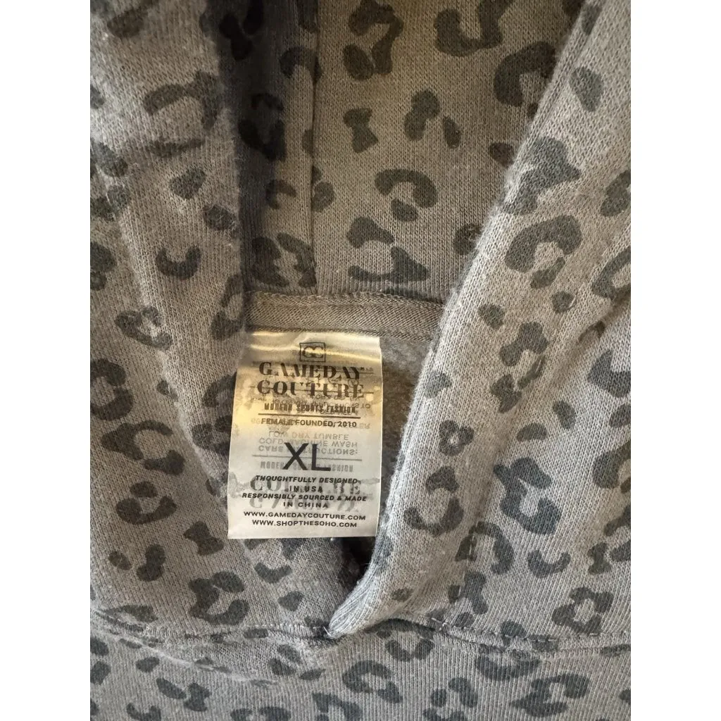 OSU Cowboys Gameday Couture Grey Leopard Hoodie. Women’s XL Gray - Image 2