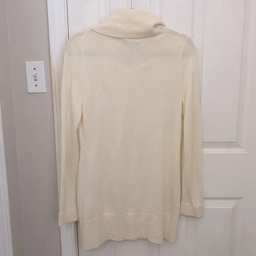 Tunic Length Cowl Neck Sweater in Ivory - Image 4