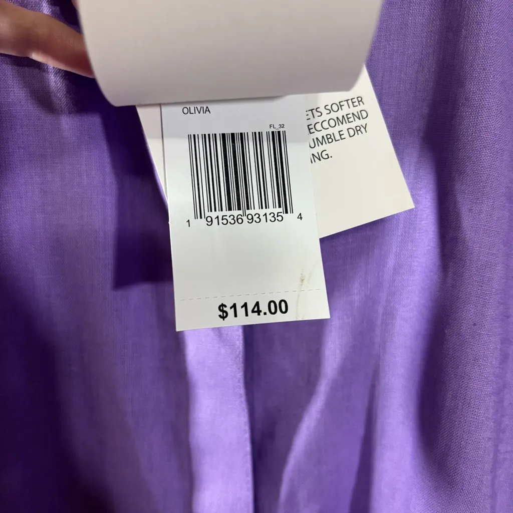 FOXCROFT Women’s Easy Care Linen Button Down Shirt Size XL Amethyst Purple NEW - Image 4