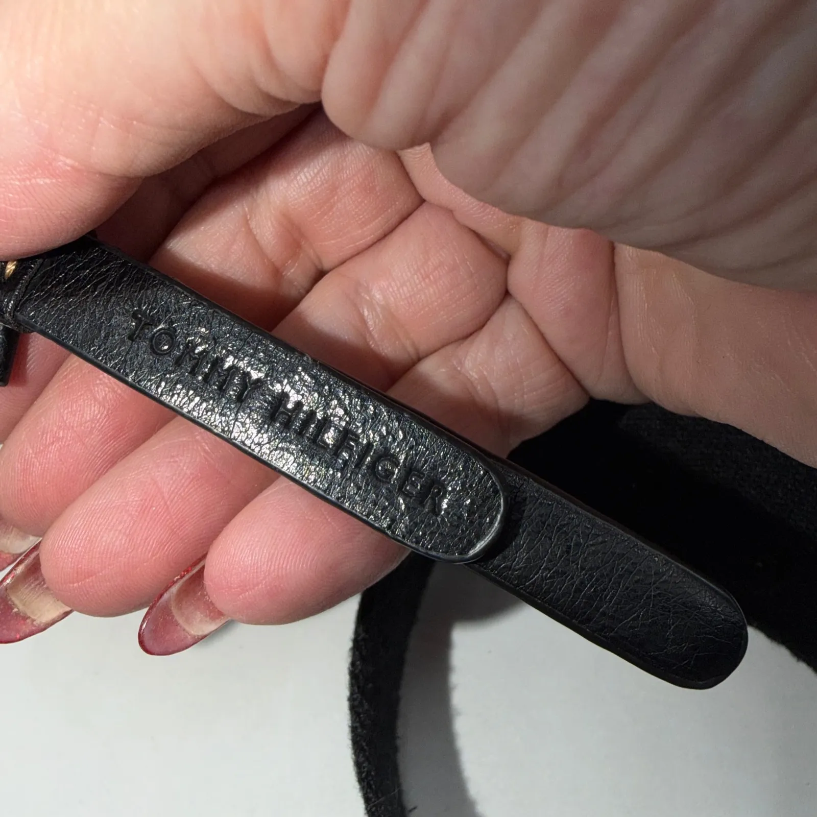 Tommy Hilfiger Black Monogram Crossbody Messenger Bag Adjustable Strap - Image 4