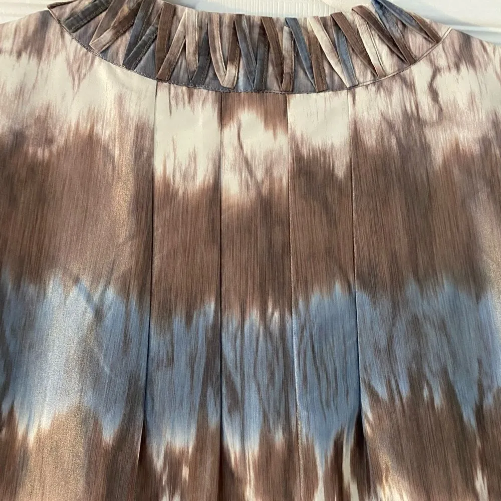 Chico's Ikat Tie Dye Blue Bron Lightweight Cropped Blazer Size 8 - Image 4