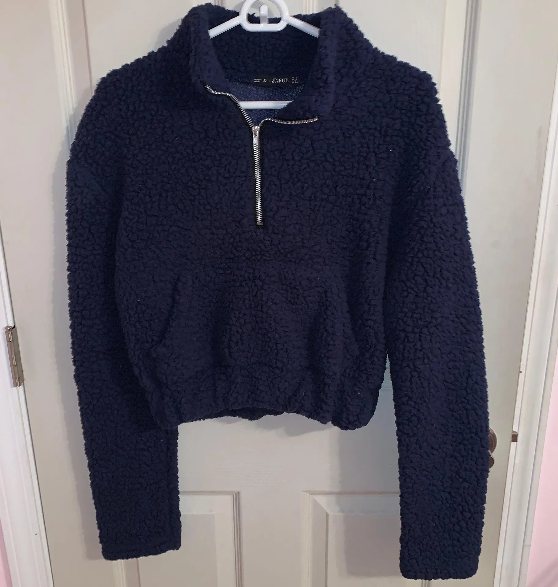 Navy Cropped Sherpa - Image 2