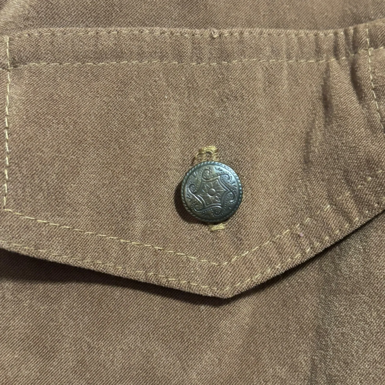 Miss Dorby Women Brown Button Front Faux Suede Cropped Blazer Jacket Size 16 - Image 3