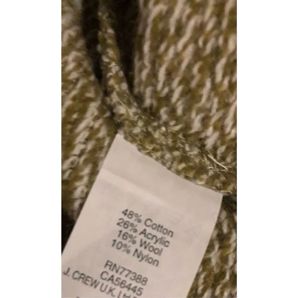 J.Crew Green with White knit Cowl Neck Long Sleeve Wool Blend Sweater Size Mediu Size M - Image 11