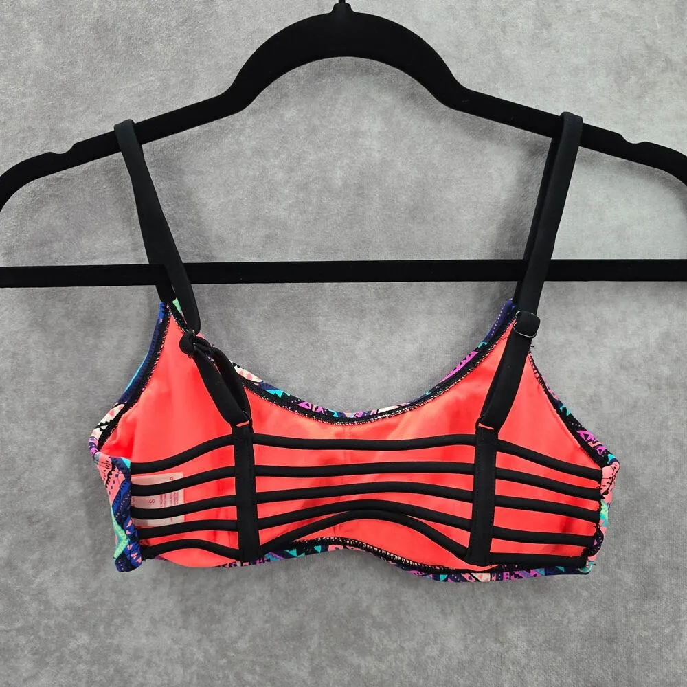 Xhilaration Black Geometric Boho Y2K Padded Adjustable Strap Bikini Top Small - Image 5