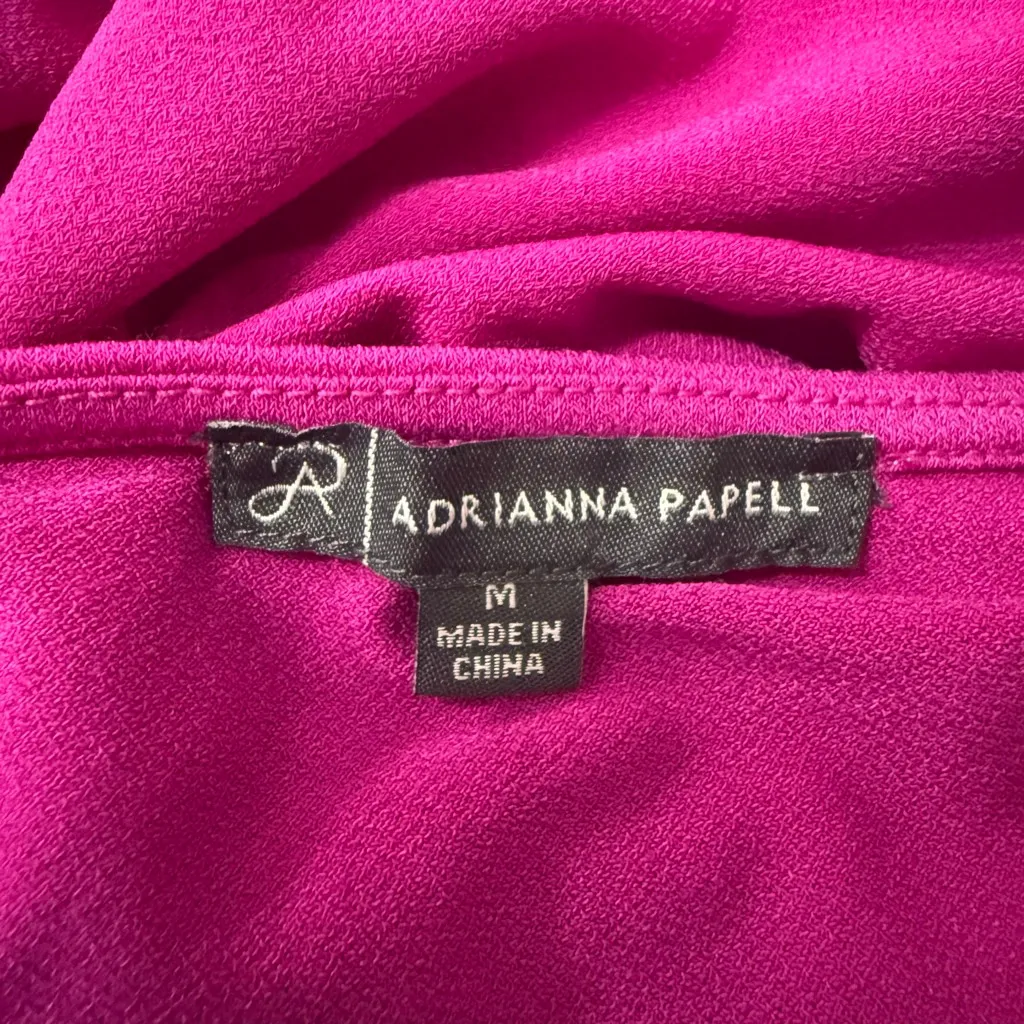 Adrianna Papell Blouse Medium Magenta Pink Long Sleeve Ruffle Shoulder Blouse - Image 5