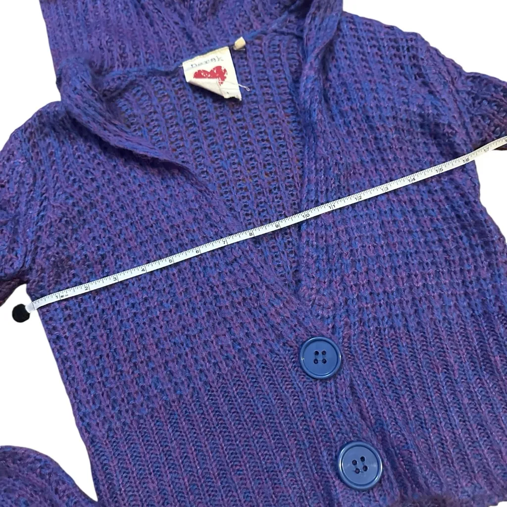 Derek Heart Blue Cable Knit Hooded Cardigan - Image 6